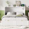 Full Size Murphy Bed With Drawer And A Set Of Sockets & USB Ports, Pulley Structure Design - White - Image 24