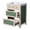 Bathroom Vanity With Ceramic Sink, Bathroom Vanity Cabinet With 2 Drawers, Wooden Bathroom Sink Cabinet - Beige / Green - Image 15