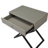 Koda - Wooden End Side Table Nightstand With Glass Top, Drawer And Metal Cross Base - Taupe - Image 4