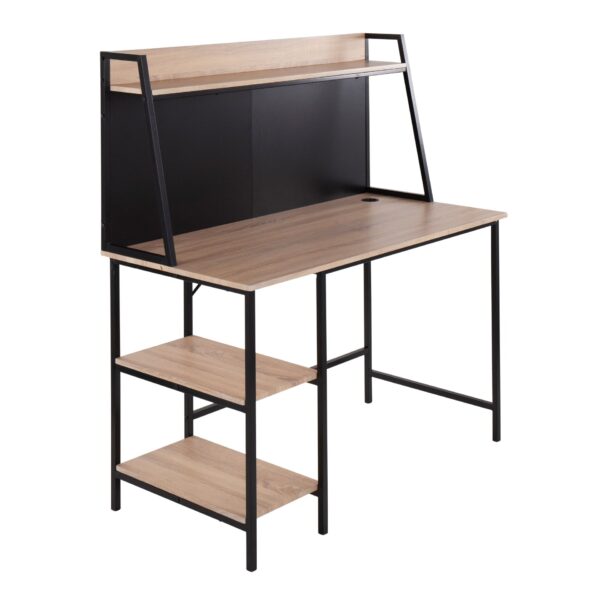 Geo - Shelf Contemporary Desk - Black / Natural