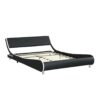 Queen Size Upholstered Platform Bed Frame, LED Lighting With Remote Controller And App, Curve Design, Wood Slat Support, No Box Spring Needed - Black / White - Image 6