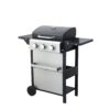 3 Burner Propane Gas Bbq Grill, 25650Btu Output With Wire Enamel Cooking Grids For Outdoor Barbecue, Foldable Side Table, Stainless Steel - Black / Silver - Image 7
