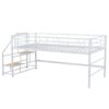 Twin Mid Loft Bed With Storage Stairs And Metal Frame - White - Image 8