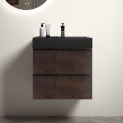 Alice - 24" Bathroom Vanity With Sink, Large Storage Wall Mounted Floating Bathroom Vanity For Modern Bathroom, One-Piece Sink Basin Without Drain And Faucet - Walnut / Black