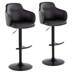 Boyne - Contemporary Adjustable Barstool With Swivel With Rounded T Footrest (Set of 2) - Black