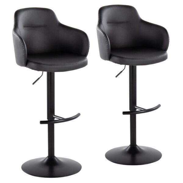Boyne - Contemporary Adjustable Barstool With Swivel With Rounded T Footrest (Set of 2) - Black