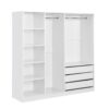 Doorless Storage Wardrobe For Dedroom With Shelves And 3 Drawers - White - Image 2