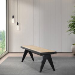 Keira - Bench - Black / Rattan