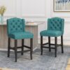 Solara - Fabric Tufted Counter Stool With Nailhead Accents (Set of 2) - Teal - Image 8