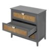 3 Drawer Cabinet Natural Rattan Suitable For Bedroom - Gray - Image 12