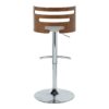 Cosi - Mid-Century Modern Adjustable Barstool With Swivel With Rounded T Footrest (Set of 2) - Chrome / Walnut / Gray - Image 5