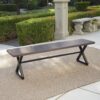 Modern Industrial Outdoor Aluminum Dining Bench With Steel Frame - Brown / Black - Image 5