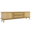 Rattan TV Stand For Tvs Up To 75'', Modern Farmhouse Media Console, Entertainment Center With Legs, TV Cabinet For Living Room, Home Theatre - Natural Wood - Image 14