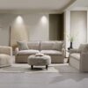 Upendo - Pattern Linen Sofa With 2 Toss Pillows - Beige - Image 8
