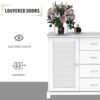 Homcom - Sideboard Buffet Cabinet, Kitchen Cabinet, Coffee Bar Cabinet With 4 Drawers And 2 Louvered Doors For Living Room, Kitchen - White - Image 4