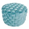 Braided - Round Ottoman - Ice Blue - Velvet - Image 3