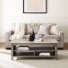 Coastal Grooved Panel Coffee Table With Lower Shelf - Gray Wash - Image 6