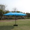 15 X 9 Ft Double Sided Outdoor Market Umbrella With Lights And Base Rectangular Twin Canopy - Blue - Image 15