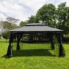 13 0 Outdoor Patio Gazebo Canopy Tent With Ventilated Double Roof And Mosquito Net (Detachable Mesh Screen On All Sides) Suitable For Lawn Garden Backyard And Deck Top - Gray - Image 15