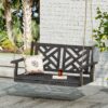 Alejandro - Acacia Wood Porch Swing With Slat Panel Seating - Dark Gray - Image 2