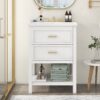 Bathroom Vanity With Top Sink, Modern Bathroom Storage Cabinet 2 Drawers, Single Sink Bathroom Vanity - White - Image 5