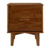 Mid-Century Modern 2 Drawer Solid Wood Nighstand With Cutout Handles - Walnut - Image 3
