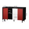 Sideboard Buffet Cabinet With Doors And Unique Panel Styling - Black / Red - Image 4