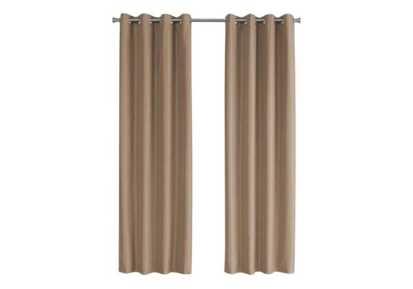 2 Pieces Set, Curtain Panel, 100% Blackout, Grommet, Thermal Insulation Polyester, Contemporary & Modern - Brown