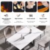 63" Modern Artificial Stone White Straight Edge Black Metal Leg Dining Table - White / Black - Image 10