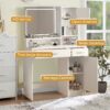 Vanity Desk With Mirror And LED Light Strip, Dressing Table With Large Drawer, 3 Level Storage Dresser & 3 Lighting Modes Adjustable Brightness, Suitable For Bedroom - White - Image 5