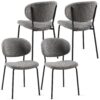 Boucle Dining Chairs, Modern Dining Room Chairs With Black Metal Legs, Armless Kitchen Chair For Dining Room, Living Room (Set of 4) - Gray - Image 4