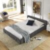 Modern Queen Size Upholstered Bed Frame With Chenille Fabric And Pleated Design - Gray - Image 3