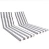 2 Piece Indoor / Outdoor Chaise Lounge Chair Cushion Set With Ties, Patio Seat Cushions For Lawn, Pool & Beach - Gray / White - Image 2