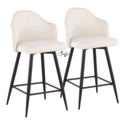 Ahoy - Contemporary Fixed Height Counter Stool With Square Footrest (Set of 2) - Black / Cream