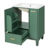 Solid Wood And 24" Bathroom Vanity With Sink, Deep Drawer, Door Shelf, 2 Tier Basket - Green - Image 15