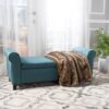 Hayes - Contemporary Armed Storage Bench With Rolled Arms - Teal - Image 3