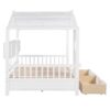 Full Size House Bed With 2 Drawers, Kids Bed With Storage Shelf - White - Image 7