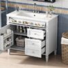 Bathroom Vanity With Top Sink, Modern Bathroom Storage Cabinet 2 Drawers And A Tip-Out Drawer, Single Sink Bathroom Vanity - White - Image 19