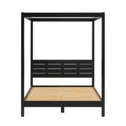 Queen Canopy Bed Frame Modern Minimalist Boho - Black