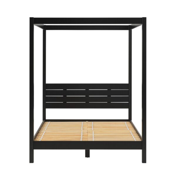 Queen Canopy Bed Frame Modern Minimalist Boho - Black