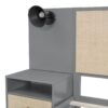 Queen Size Bed Frame With 2 Nightstands Elegant Design With Lamps - Gray - Image 4