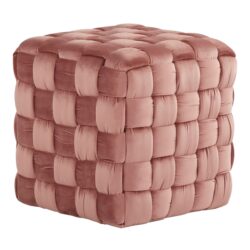 Square Braided Ottoman - Blush Pink