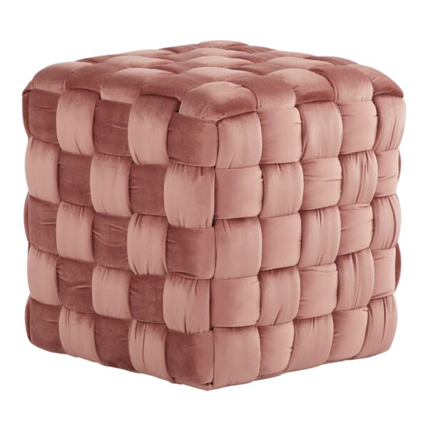 Square Braided Ottoman - Blush Pink