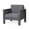 Acacia Wood Loveseat And Coffee Table Set With Cushions - Gray - Image 7