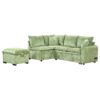 Convertible Sofa Bed Sectional Sofa Sleeper L-Shaped Sofa With A Storage Ottoman, Two Pillows, Two Power Sockets And Two USB Ports For Living Room - Green - Image 12