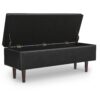 Shay - Mid Century Rectangular Storage Ottoman - Distressed Black - Image 3