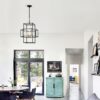 4 Light Metal Lantern Tiered Pendant Hanging Light Fixtures, Industrial Farmhouse Adjustable Height Chandeliers For Dining Room Hallway Foyer Entryway (E12 Bulbs Not Included) - Matte Black / Gold - Image 4