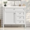 Bathroom Vanity With Top Sink, Modern Bathroom Storage Cabinet 2 Drawers And A Tip-Out Drawer, Single Sink Bathroom Vanity - White - Image 20
