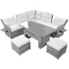 Outdoor Furniture Set Patio Rattan Furniture Set With An Adjustable Table, Recliners With Extendable Side Tables, And 2 Ottomans For Patio, Lawn, Backyard, Pool - Beige - Image 23