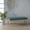 Vibratory - Button Tufted Upholstered Ottoman With Splayed Wooden Legs - Teal / Natural - Image 2